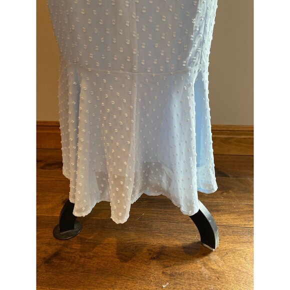 Lulus Dress Size Large Periwinkle Blue Swiss Dot Tie-Strap Midi Lined Ruffle Hem - Picture 8 of 12